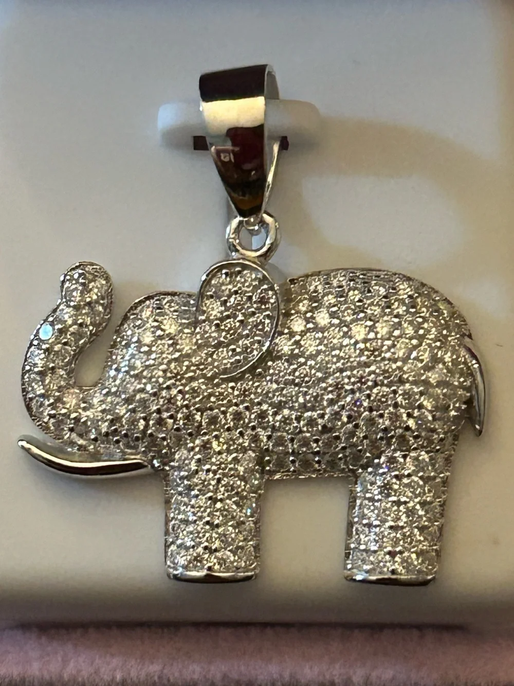 1.00CTW Moissanite Pave’ Elephant Pendant Necklace Charm 925 Sterling Silver